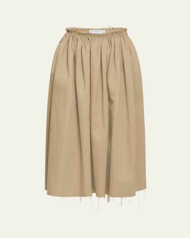 Chiara Frayed Poplin Midi Skirt